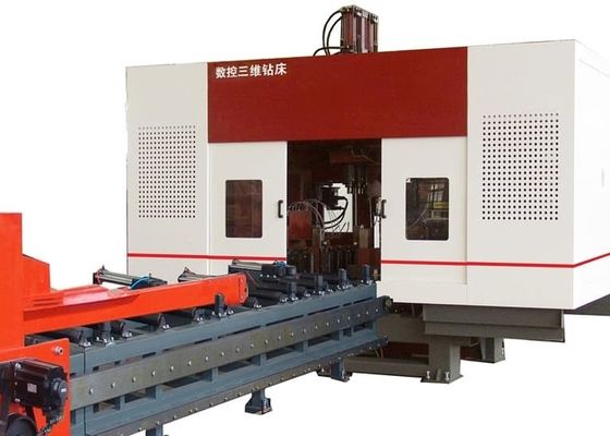 1250x600mm ขนาดสูงสุด ความกว้าง X ความสูง CNC 3D Beam Drilling Machine Line 40mm กว้างรูสูงสุด