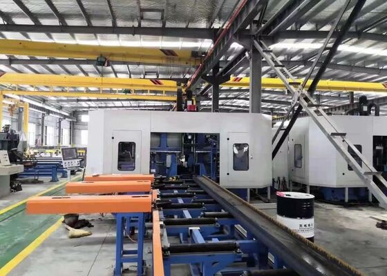อุตสาหกรรมการก่อสร้างสะพาน CNC Beam Drilling And Sawing Machine Line สําหรับเหล็กช่อง
