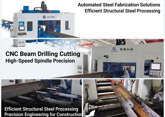 การผลิตสะพานใช้เครื่องเลื่อยเจาะ CNC H Beam ความเร็วสูงพร้อมฟังก์ชั่นการตัด