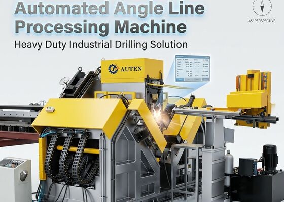 ใช้สำหรับโครงเหล็ก Cnc Angle Drill Steel Machine Line พร้อมระบบไฮดรอลิก